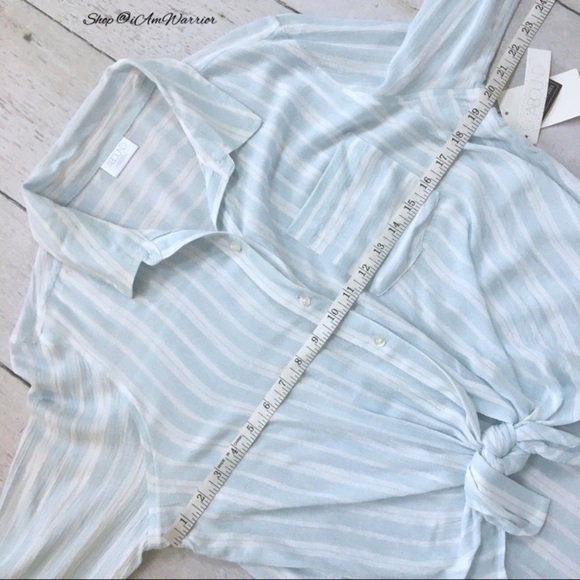 Abound NWT gauzy striped tie waist button down top *shop@iamwarrior - Picture 6 of 8